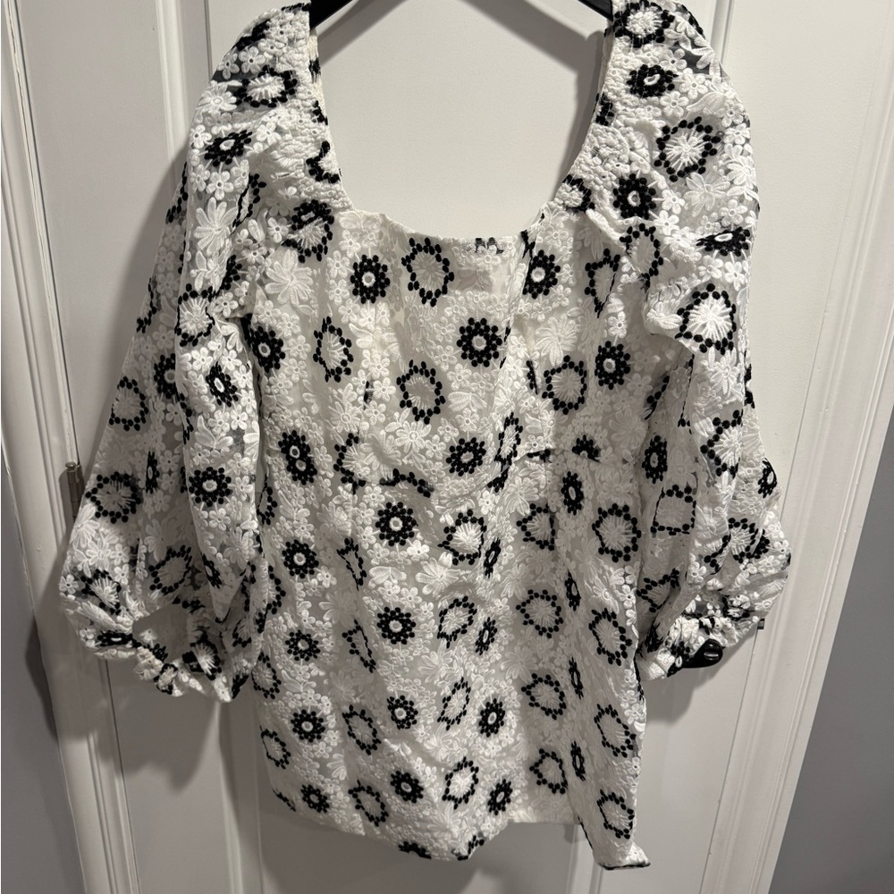Floral Black and White Women's Dress